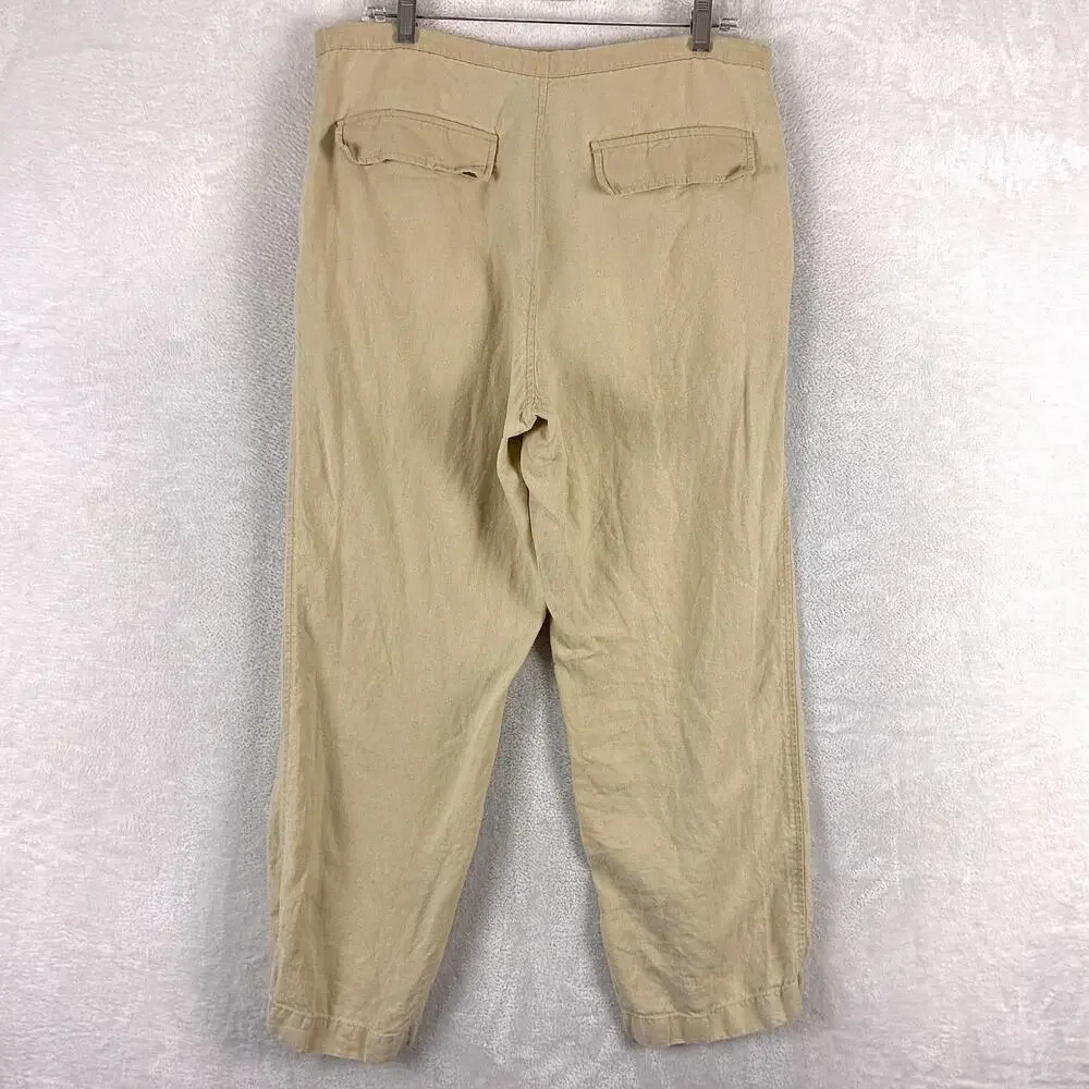 Murano Pants Mens 34x30 Beige Linen Button Fly Preppy Hamptons Summer Beach